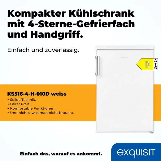 exquisit Table Top Kühlschrank KS516-4-H-010D, 85 cm hoch, 56 cm breit