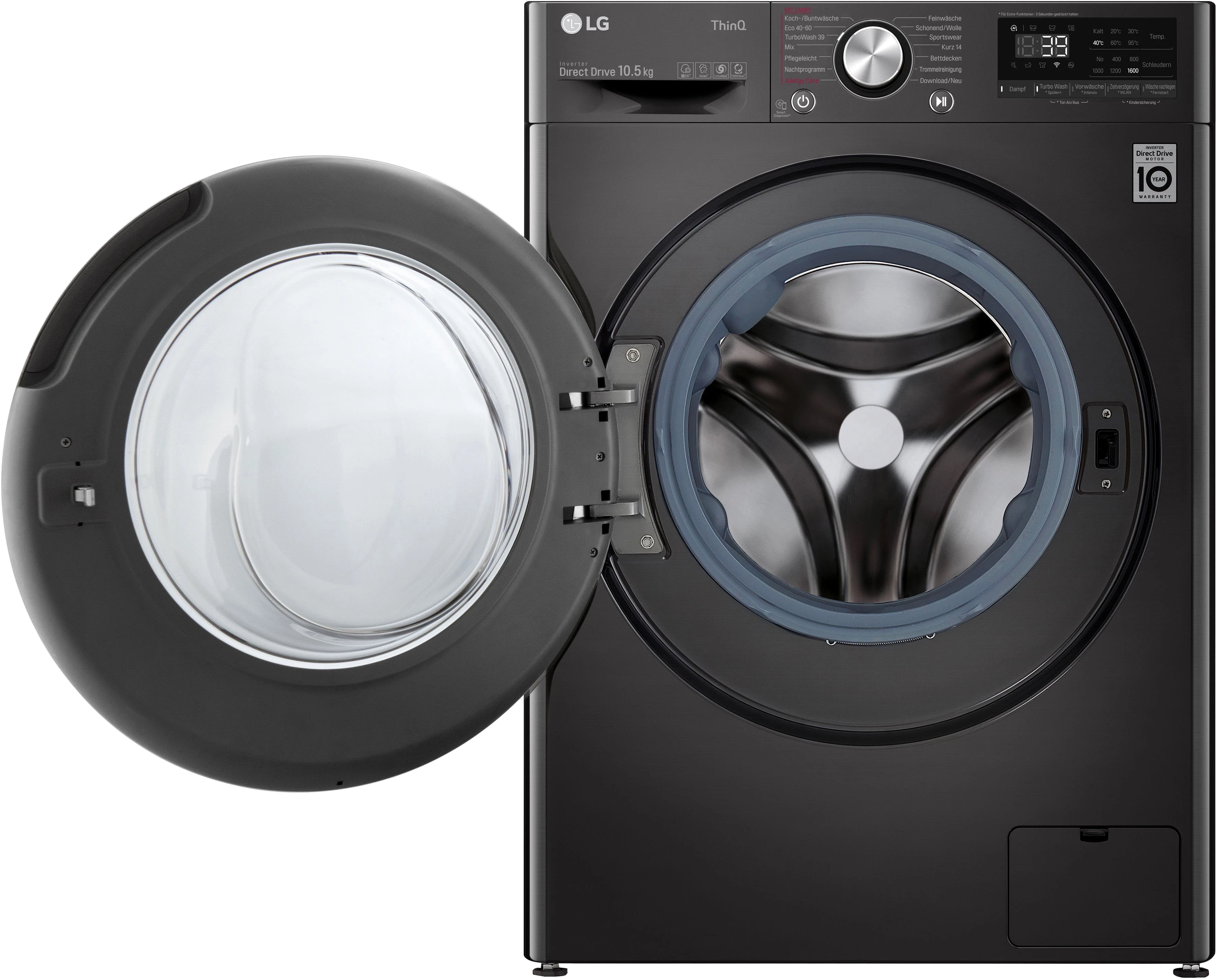 LG Waschmaschine F6WV710P2S, 10,5 kg, 1600 U/min, TurboWash® - Waschen in nur 39 Minuten