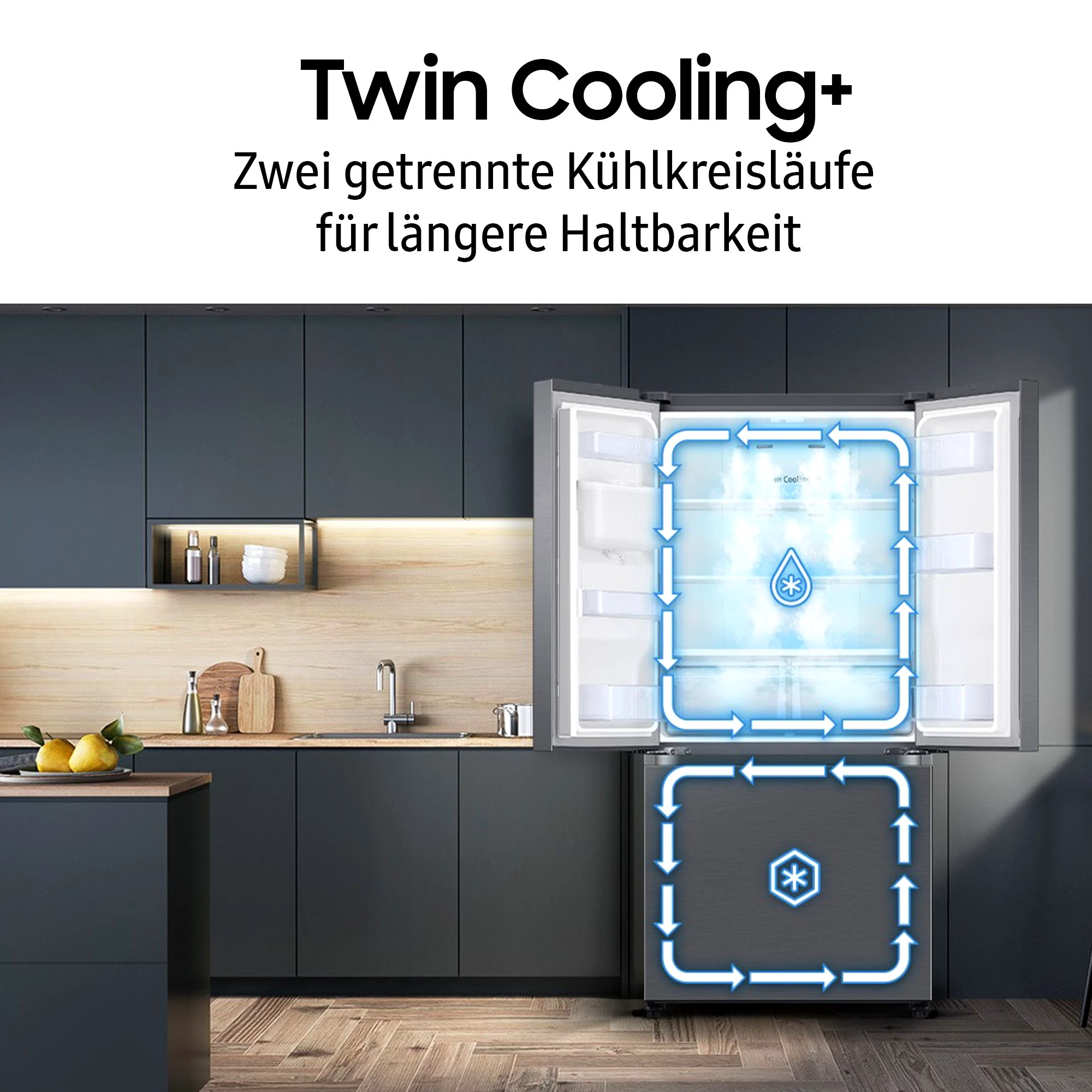 SAMSUNG French Door RF50C530ES9 177,6 cm hoch, 81,7 cm breit, Wasserspender mit Wassertank