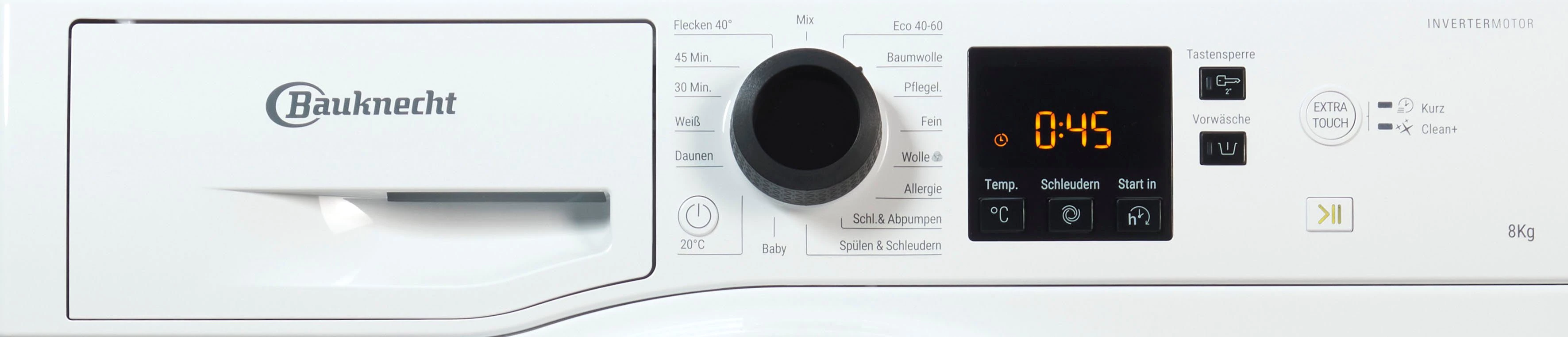 BAUKNECHT Waschmaschine Super Eco 845 A, 8 kg, 1400 U/min, 4 Jahre Herstellergarantie