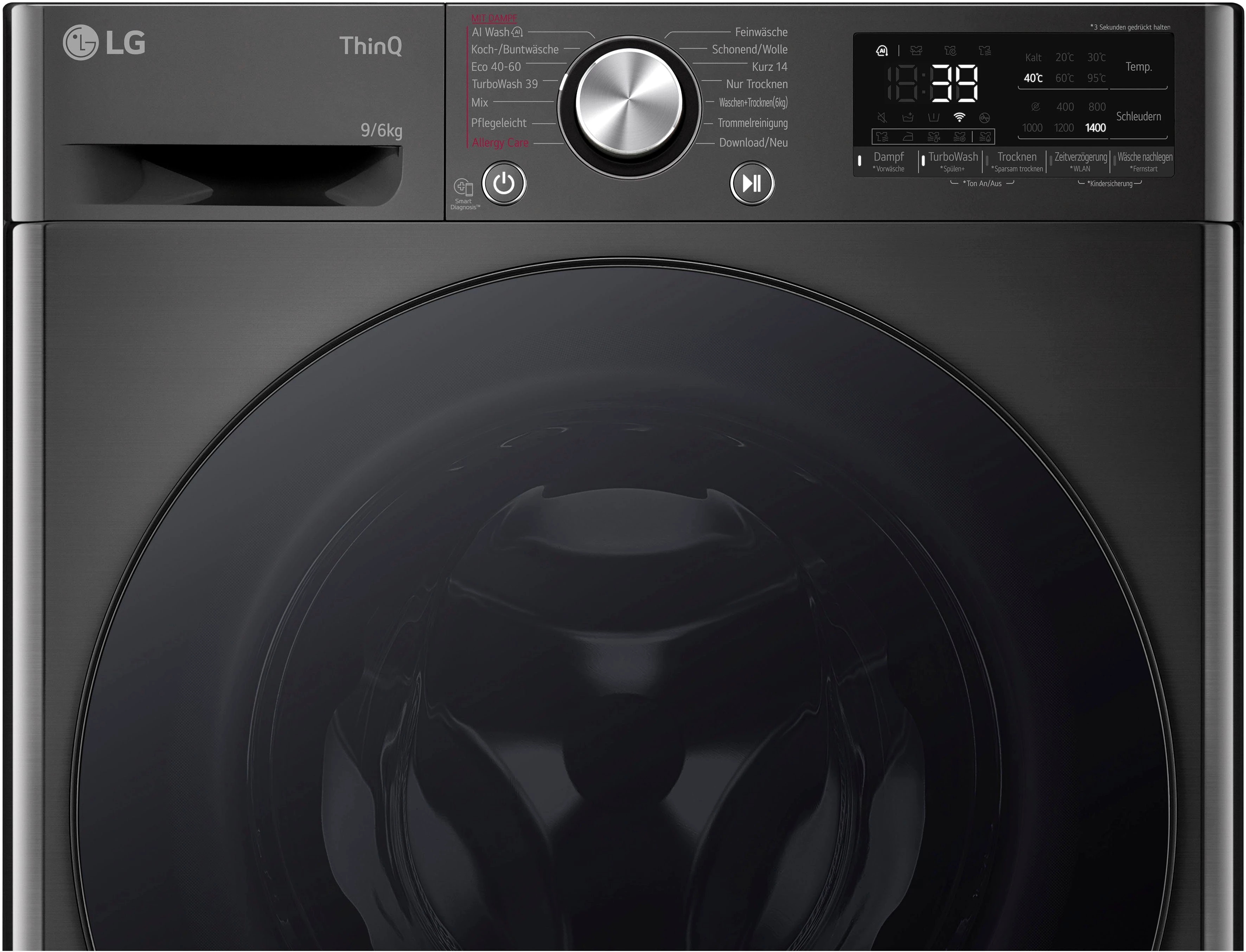 LG Waschtrockner Serie 7 W4WR7096YB, 9 kg, 6 kg, 1400 U/min