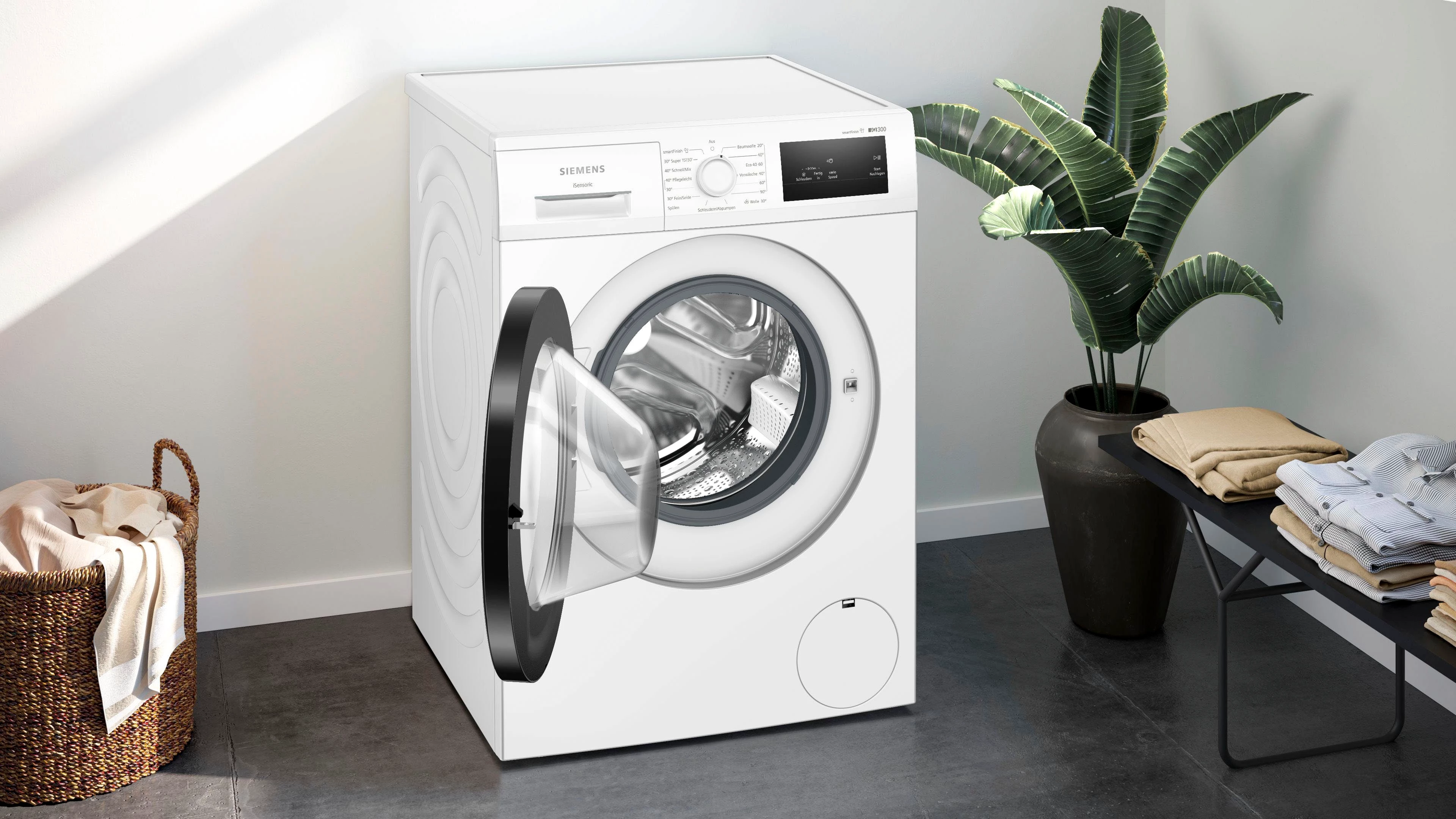 SIEMENS Waschmaschine iQ300 WM14N0A4, 8 kg, 1400 U/min, smartFinish – Bügelhilfe