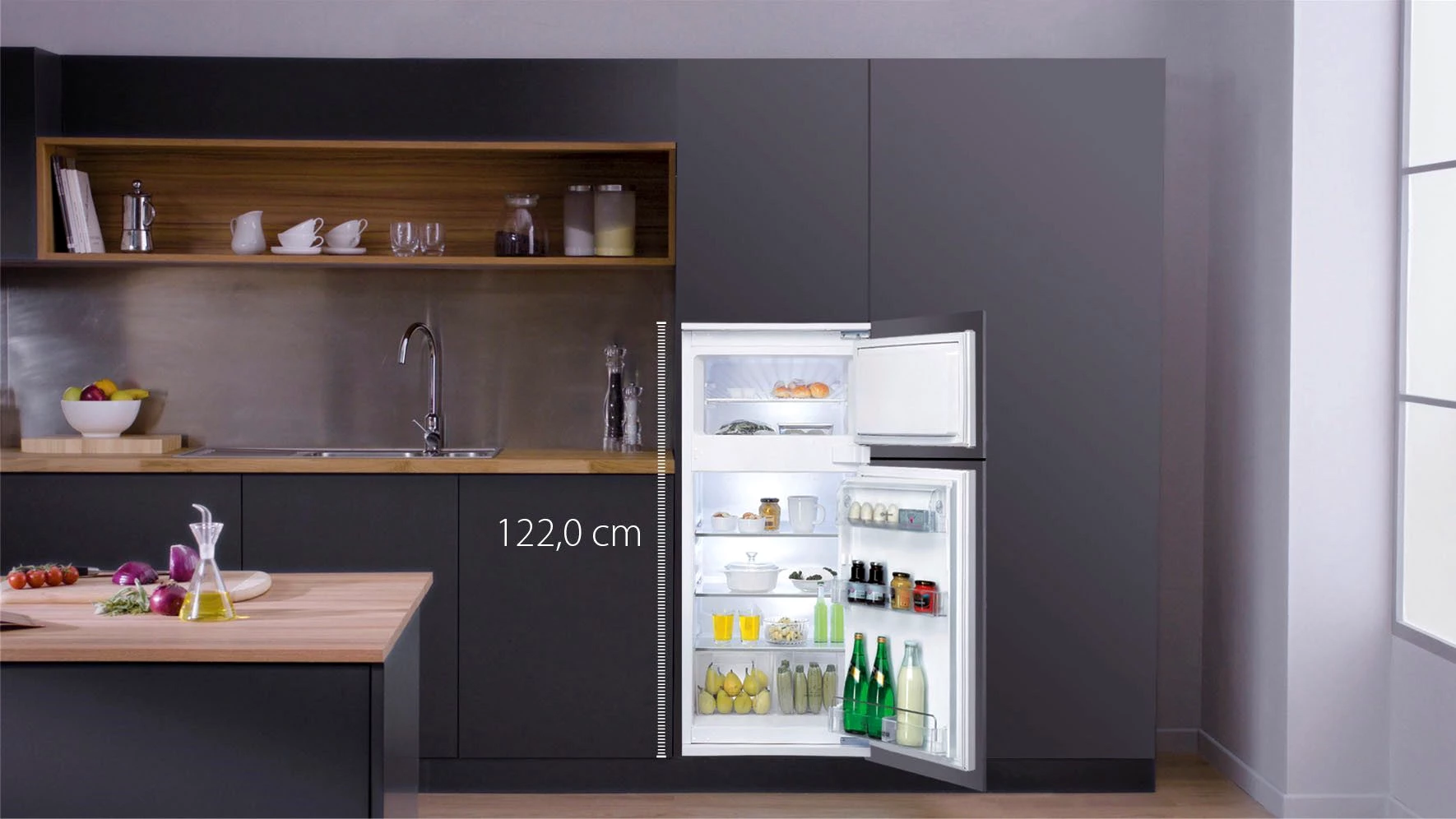 BAUKNECHT Einbaukühlgefrierkombination KDI 12S2, 122 cm hoch, 54 cm breit