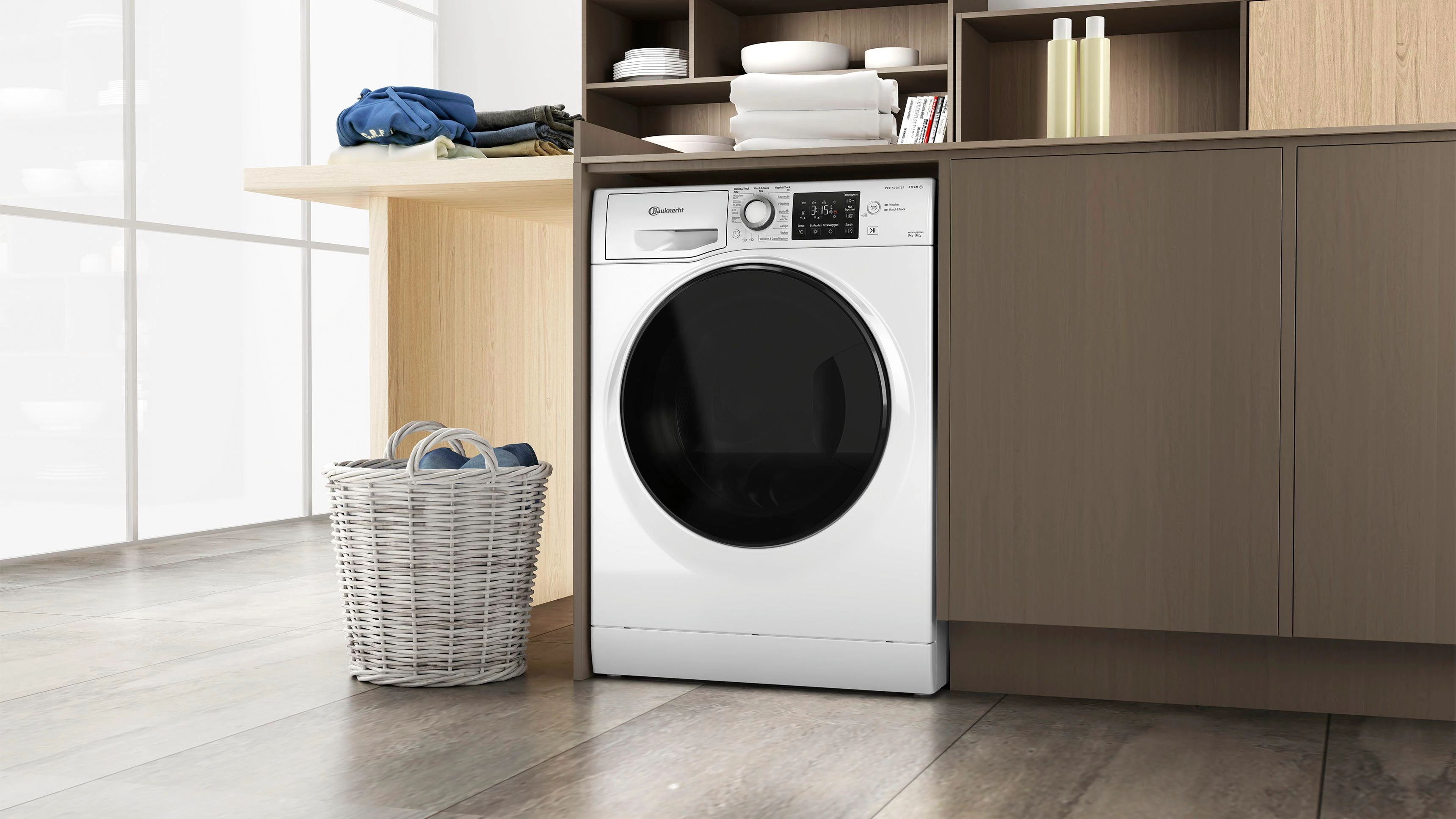 BAUKNECHT Waschtrockner WT Super Eco 96S 41 N, 9 kg, 6 kg, 1400 U/min, 4 Jahre Herstellergarantie